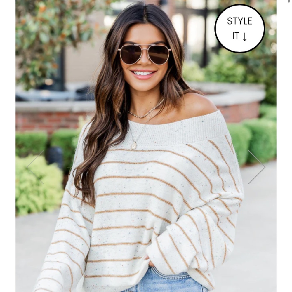 Striped speckled sweater